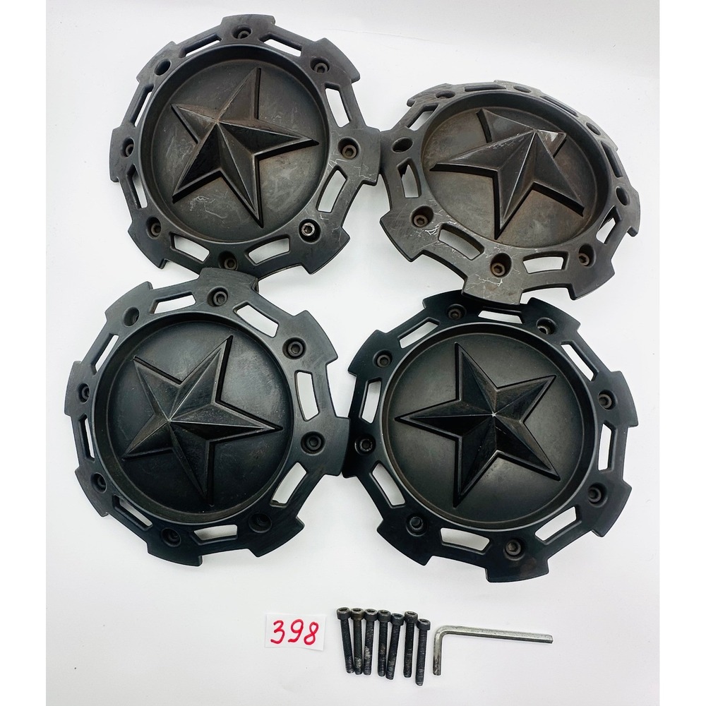XD Series Rockstar Matte Black Wheel Center Caps Set of 4 CAP-M-955 S1403-09 - Picture 10 of 10